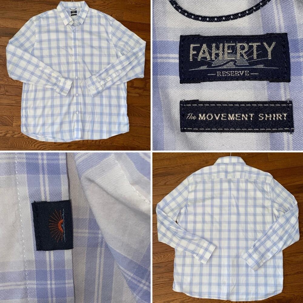 FAHERTY $158 Movement Shirt - Iris River Plaid. XXL EUC